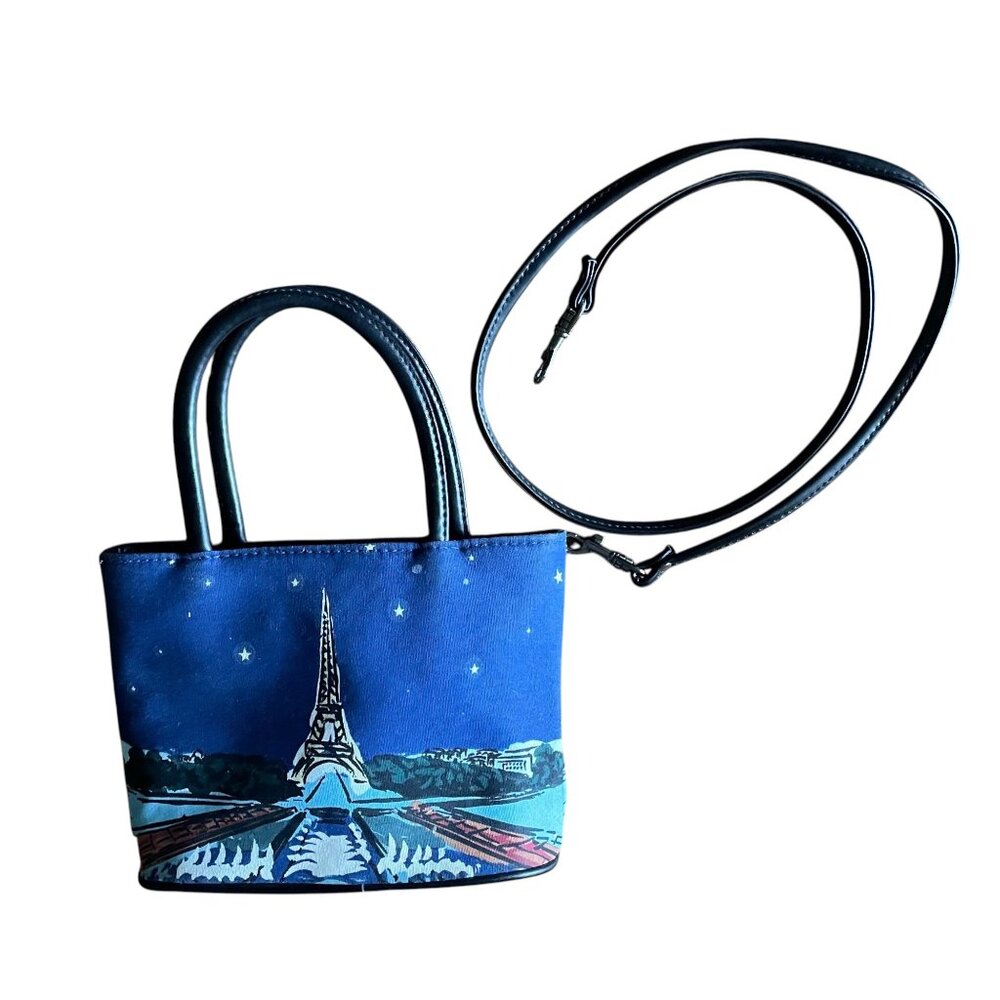 Charming vintage beaded Paris + Eiffel tower Starry Night Art crossbody bag Y2K - Picture 6 of 11